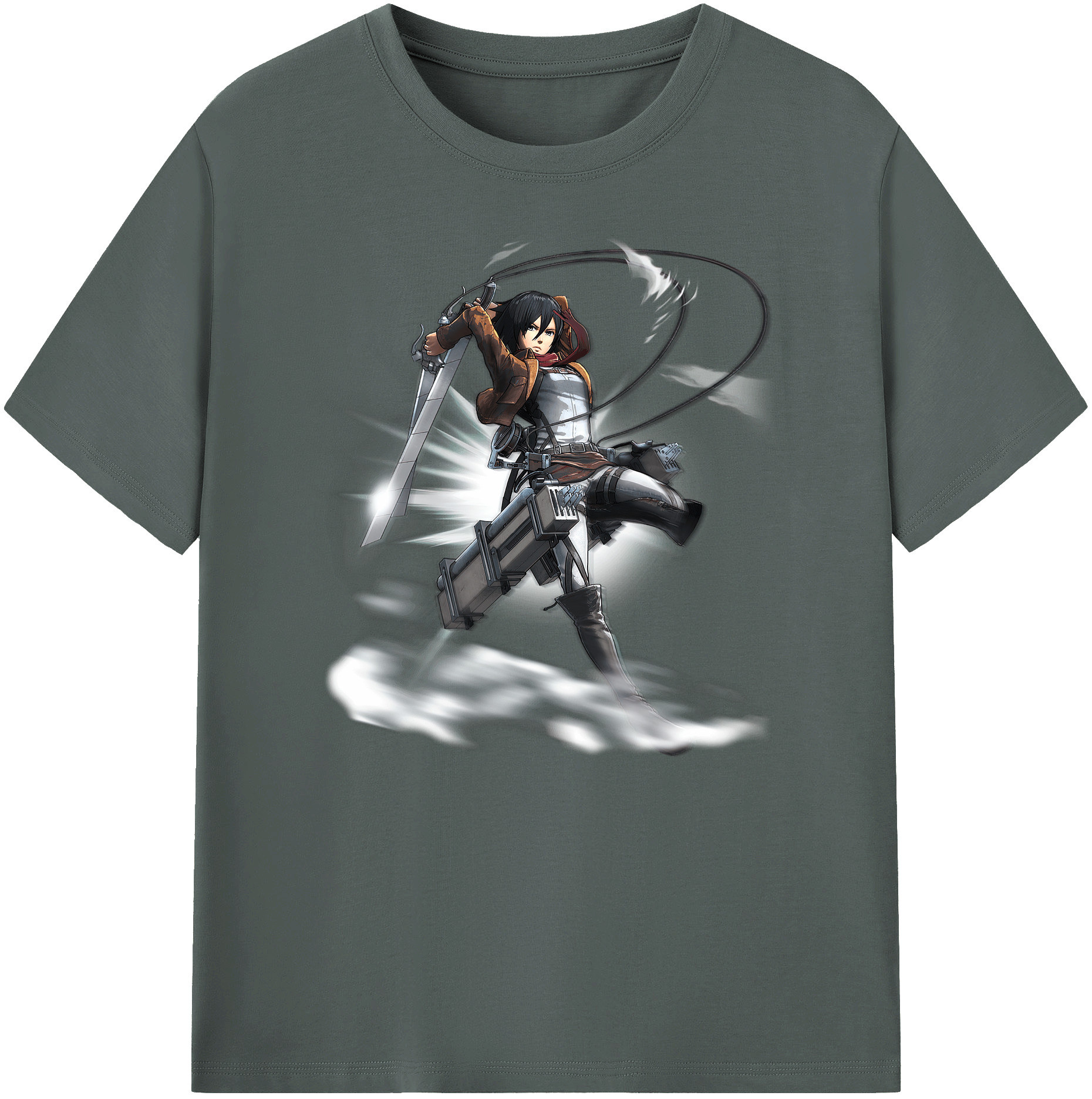 （画像用） 進撃の巨人 ミカサ·アッカーマン Attack on Titan Mikasa Ackerman 綿100％ メンズ半袖Tシャツ｜肌触りやわらか＆通気性
